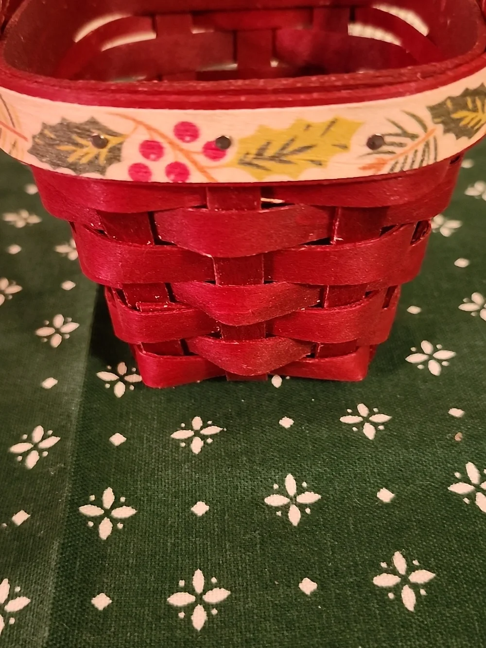 Longaberger Red Trinket Basket with Holiday Trim